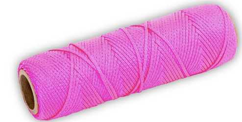 Bon 11-882 Fluorescent Pink #18 Braided Nylon Masons Line- 250 ft/roll- 12 rolls per case 