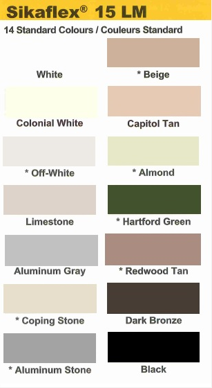 Sikaflex Construction Sealant Color Chart