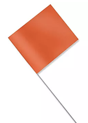 Orange Plastic Staff Marking Flags- 2.5 inch x 3.5 inch with 21 inch Wire Staff