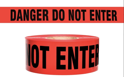 2 Mil Danger Do Not Enter- Barricade Tape 3" X 1000 ft-8 rolls per carton  