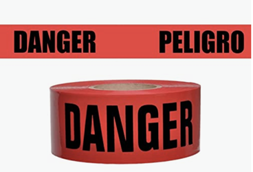 2 Mil Red DANGER/PELIGRO Barricade Tape 3in. X 1000 ft-8 rolls per carton