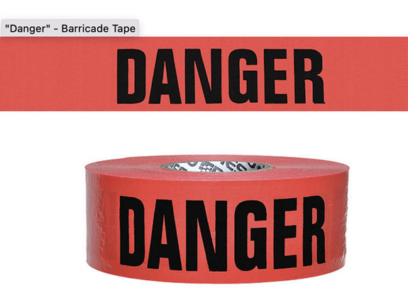 3 Mil Red DANGER Barricade Tape 3" X 300 ft-16 Rolls per carton