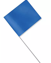 Blue Plastic Staff Marking Flags- 2.5 inch x 3.5 inch with 21 inch Wire Staff
