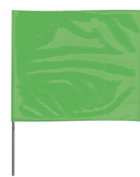 Green Glo Plastic Staff Marking Flags- 2.5 inch x 3.5 inch with 21 inch Wire Staff