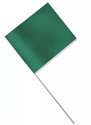 GreenPlastic Staff Marking Flags- 2.5 inch x 3.5 inch with 21 inch Wire Staff