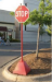 Ideal Shield BPB-OR-96-OR Pyramid Polyethylene Sign Base+ 96 in. post  - ORANGE - BPB-OR-96-OR