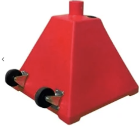 Ideal Shield Portable BPB-RD-98-RD-W Pyramid Sign Base with wheels and 98 inch H Post-Red
