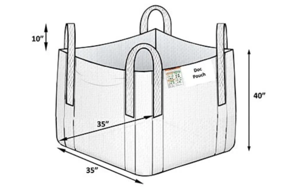 Heavy Duty Bulk Bag FIBC 2200 Lbs Capacity - Open Top Flat Bottom, Woven Polypropylene