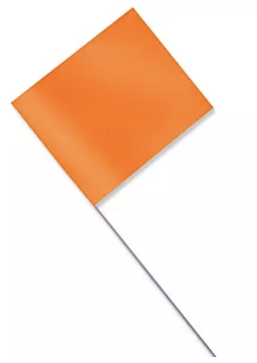Orange Glo Plastic Staff Marking Flags- 2.5 inch x 3.5 inch with