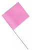 Pink Glo Plastic Staff Marking Flags- 4 inch x 5 inch with 21 inch Wire Staff