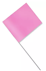 Pink Glo Plastic Staff Marking Flags- 4 inch x 5 inch with 30 inch Wire Staff