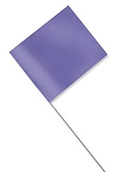 Purple Plastic Staff Marking Flags- 4 inch x 5 inch with 21 inch Wire Staff