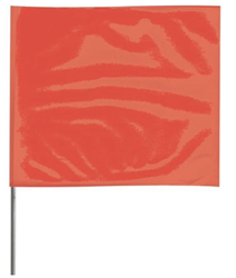 Red Glo Plastic Staff Marking Flags- 2.5 inch x 3.5 inch with Wire Staff