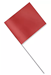 Red Plastic Staff Marking Flags- 2.5 inch x 3.5 inch with 21 inch Wire Staff