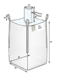Spout Top/FlatBottom FIBC Bulk Bag- 35 in. x 35 in. x 70 in.- 3000 lb capacity- 210 pc VALUE PACK