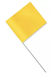 Yellow Plastic Staff Marking Flags- 2.5 inch x 3.5 inch with 21 inch Wire Staff